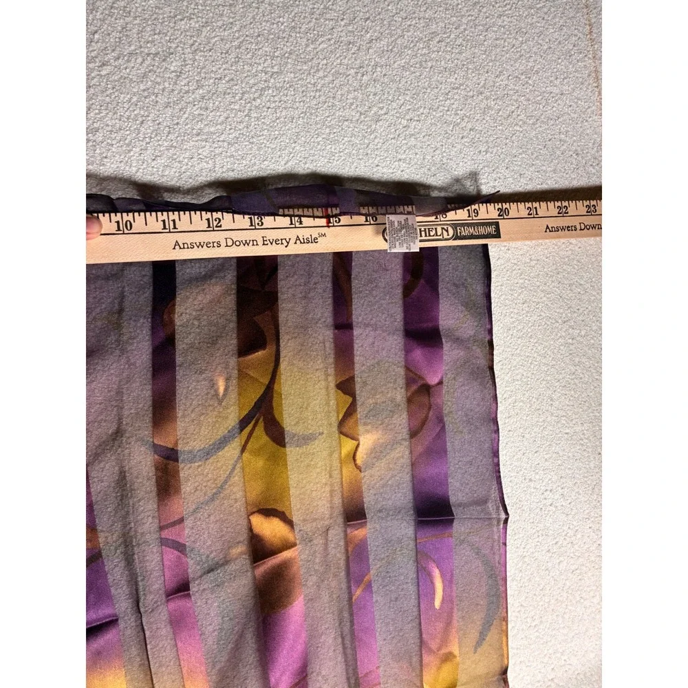 Unbranded Sheer Silk Scarf Womens OS Purple Gold Excellent Striped Floral Luxe